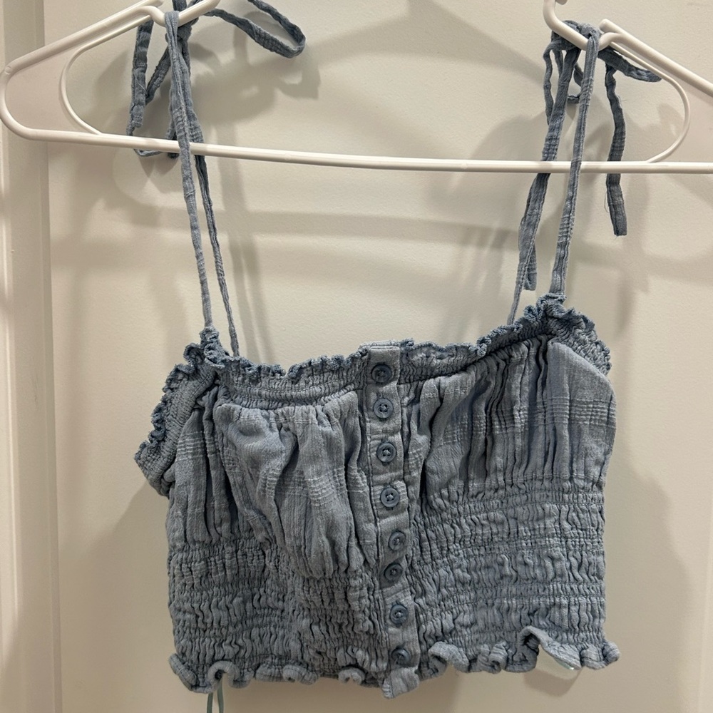 Blue Smocked Women's Top